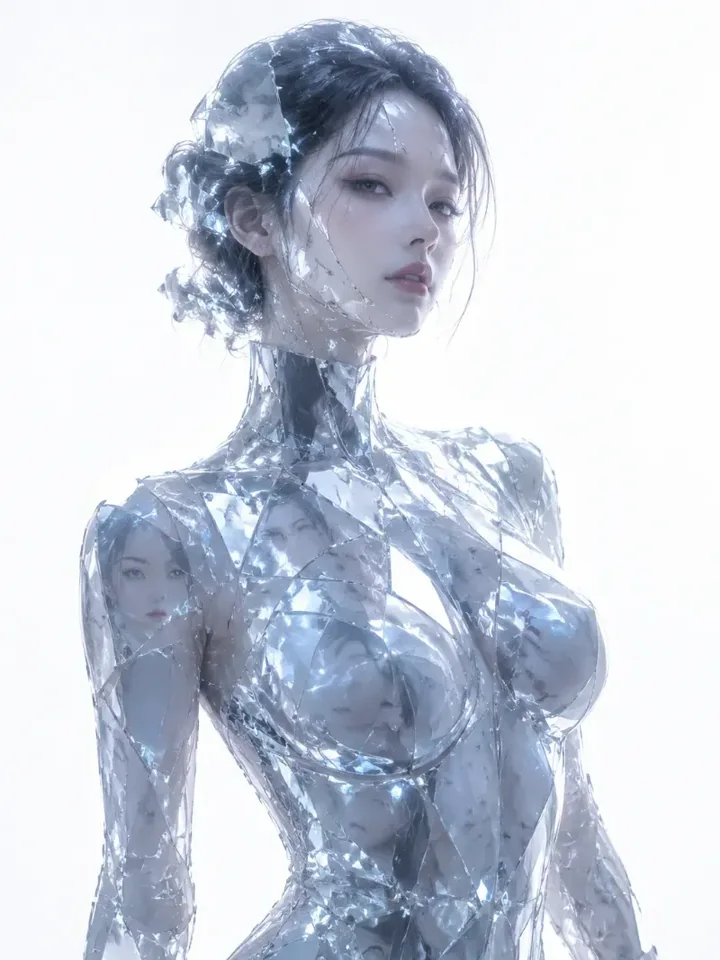Library reference: sculptural silver cyborg woman